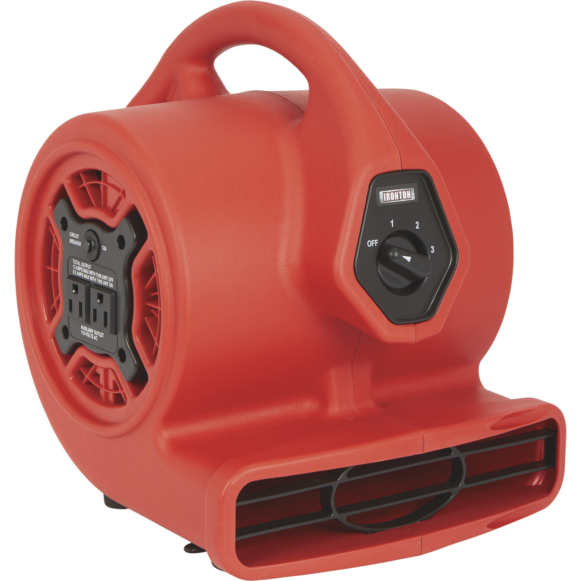 Ironton Mini Air Mover Carpet/Floor Blower with Built-In Outlet, 1/8 HP, 500 CFM